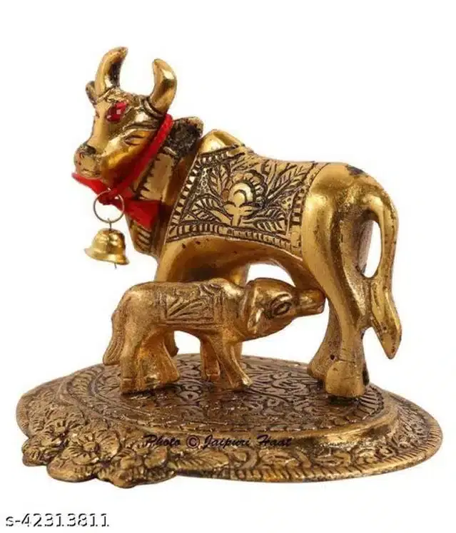 Kamdhenu Cow & Calf Idol, Bronze