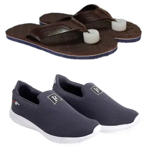 Combo of Flipflops with Sports Shoes for Men, Set of 2 (Multicolor, 8)
