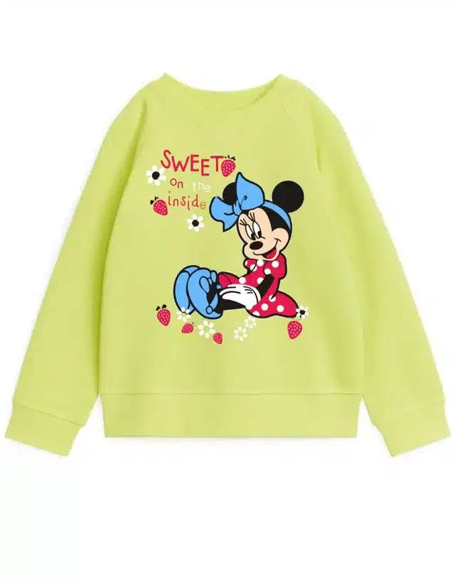 Fleece Printed Sweatshirt for Girls (Neon Green, 6-7 Years)
