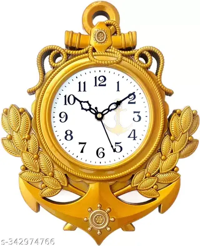 Designer Plastic Wall Clock, Gold