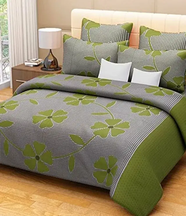 Polycotton Double Bedsheet with 2 Pillow Cover, Multicolor, 90x90 inches