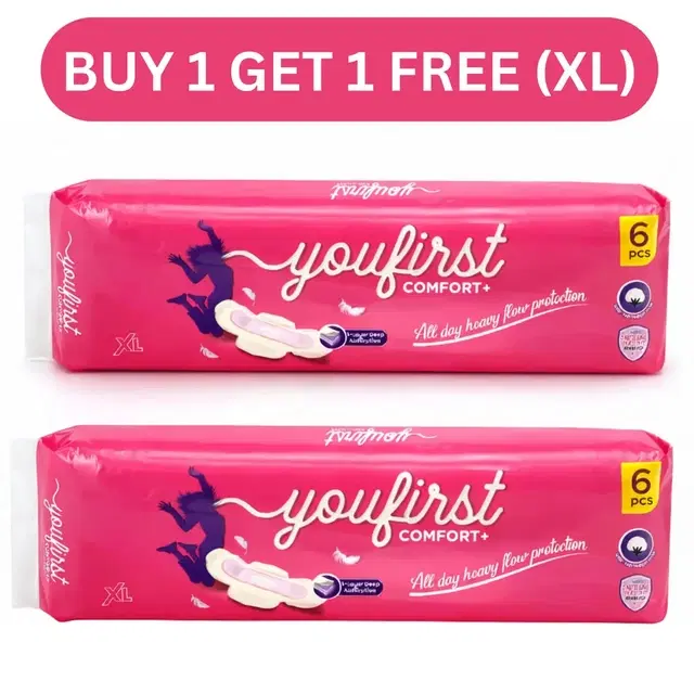 YouFirst Straight Comfort+ Sanitary Pads XL 2X6 Pcs (Buy 1 Get 1 Free)