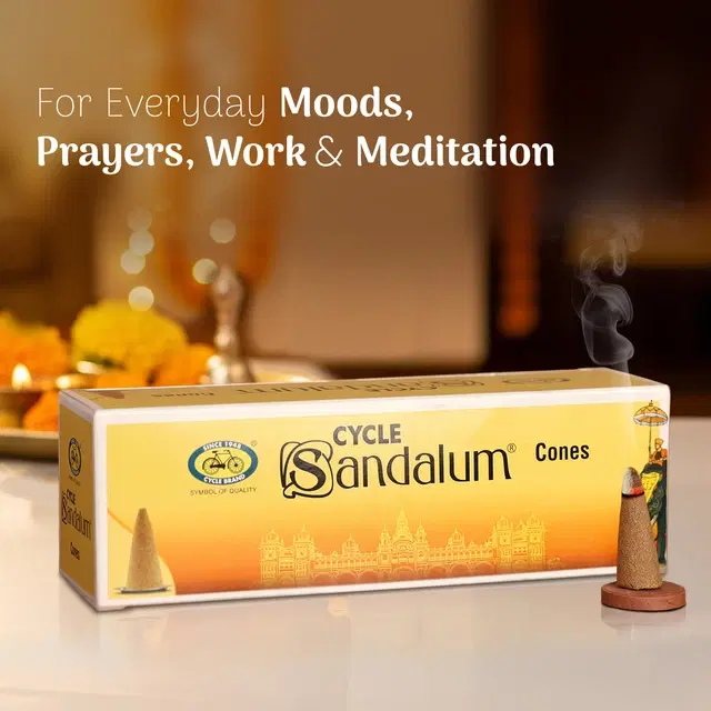 Cycle Pure Sandalum Charcoal-Free & Bambooless Incense Cones, 64 N