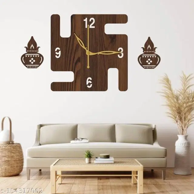 Wooden Wall Clock for Home, Brown