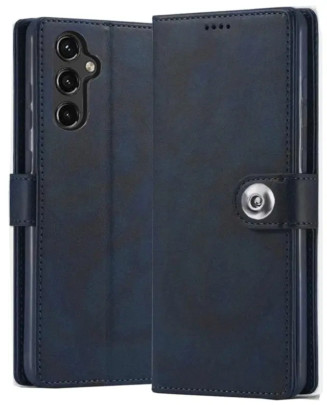 Artificial Leather Mobile Flip Cover for Samsung Galaxy A17 5G (Blue)