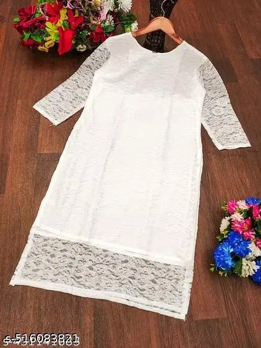 Net Kurti for Women,  White  (S)