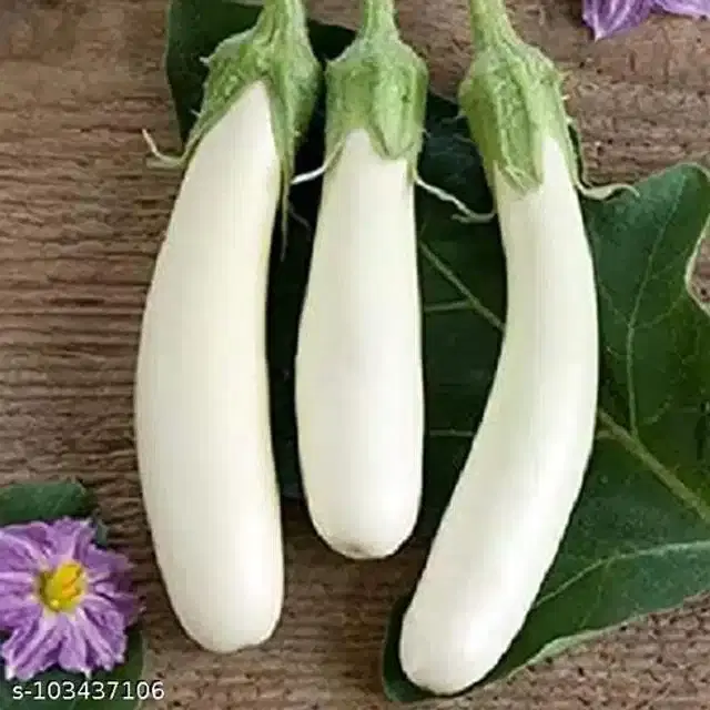 White Long Brinjal Hybrid Seeds, Pack of 50