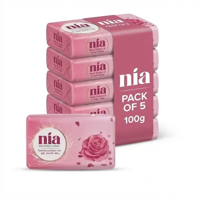 Nia Rose Extract & Cream Soap 5X100 g (Buy 4 Get 1 Free)