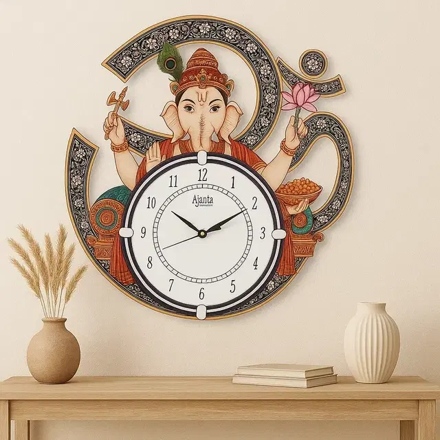 AJANTA Analog Wall Clock, 38.4x34.4 cm, Multicolor