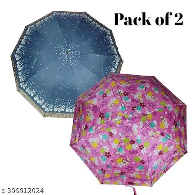 Polyester Foldable Umbrella, Assorted, Pack of 2