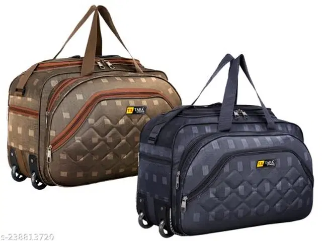 Polyester Duffel Bags, Brown & Grey, Pack of 2