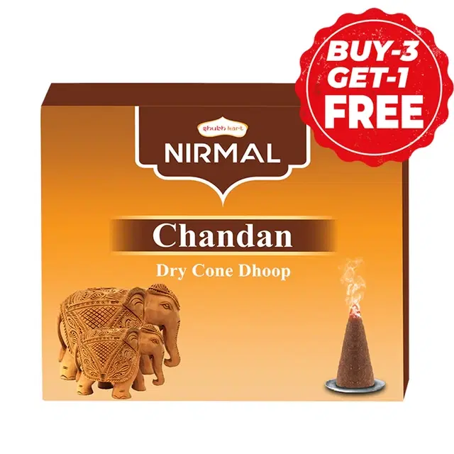 Shubhkart Nirmal Chandan Dry Cone Dhoop 4X10 Pc (Buy 3 Get 1 Free)