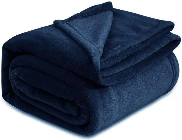 Wool Solid Blanket, Blue (225x150 cm)