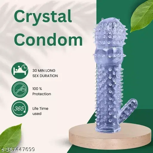 A R Silicone Crystal Dotted Condom for Men, Transparent