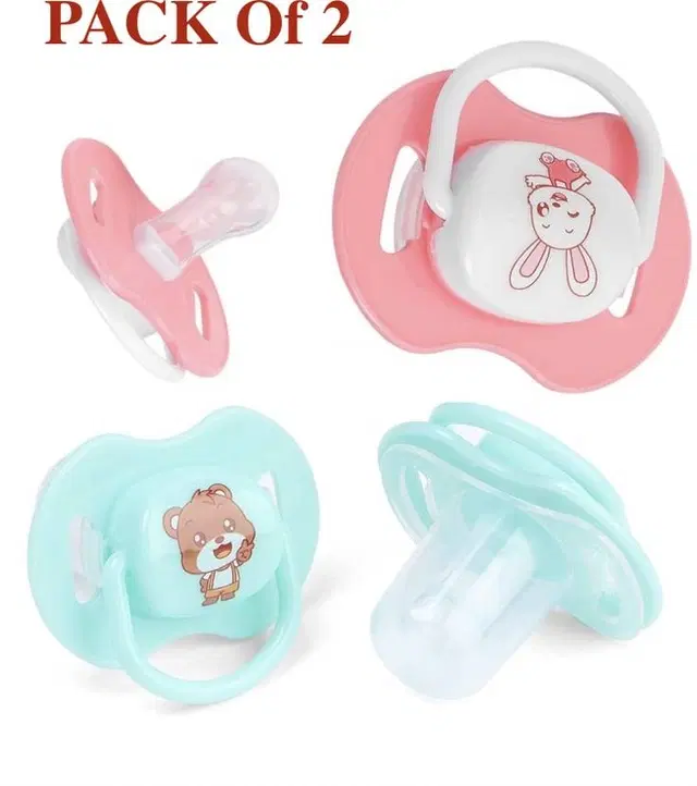 Orthodontic Baby Pacifier Soother for Boys & Girls, BPA-Free Silicone (Multicolor, Pack of 2)