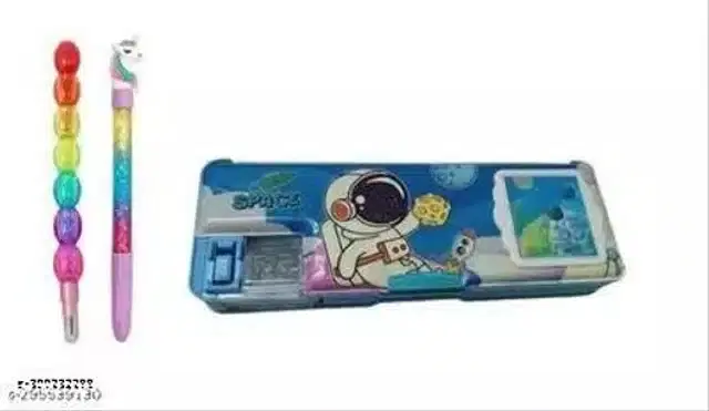 Pencil Box with Clutch Pencil & Pen, Multicolor, Set of 3