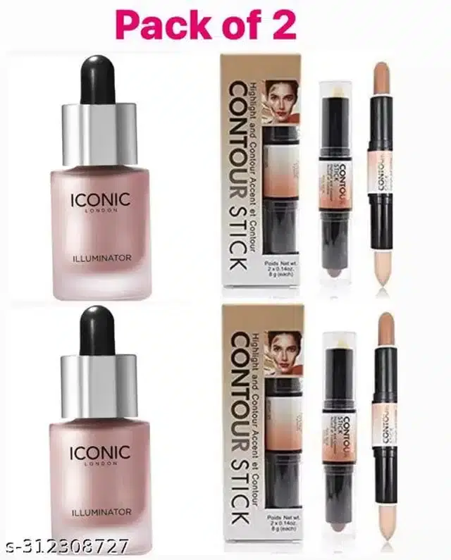 , 2 Pcs Venva Contour Stick with, 2 Pcs Iconic Highlighter, Set of 2