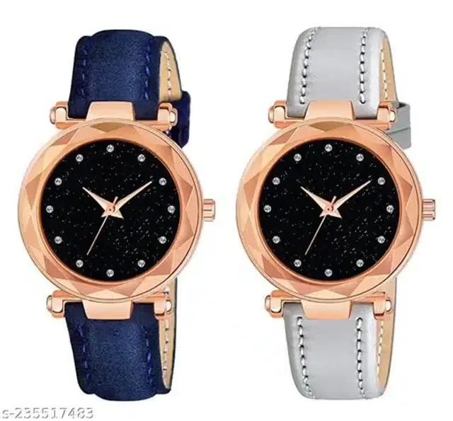 Analog Watch for Women, Pack of 2 (Multicolor)