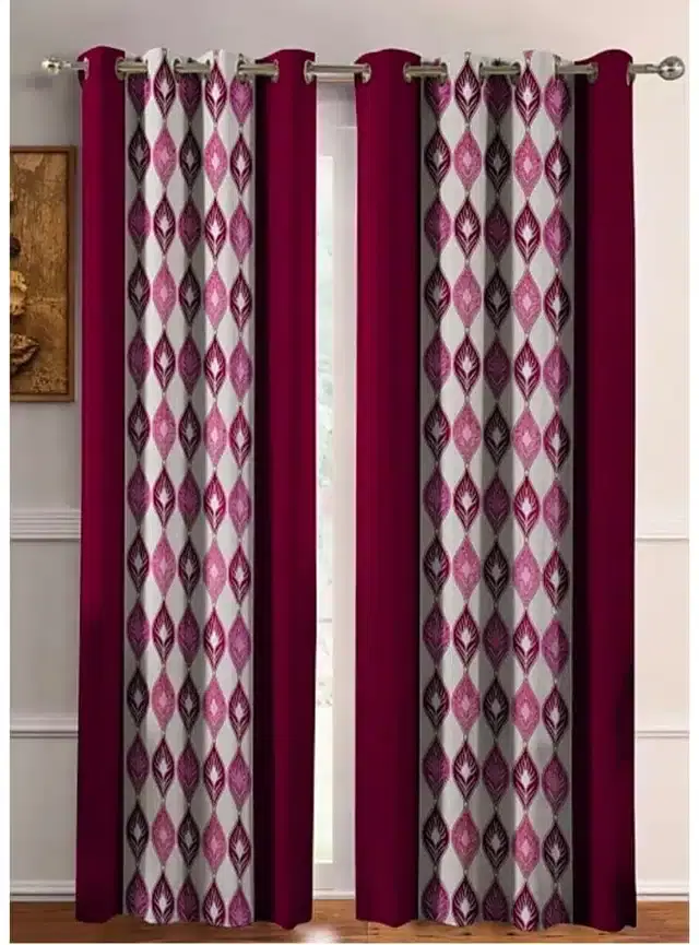 Window Curtains, Pack of 2, Wine, 5 feet