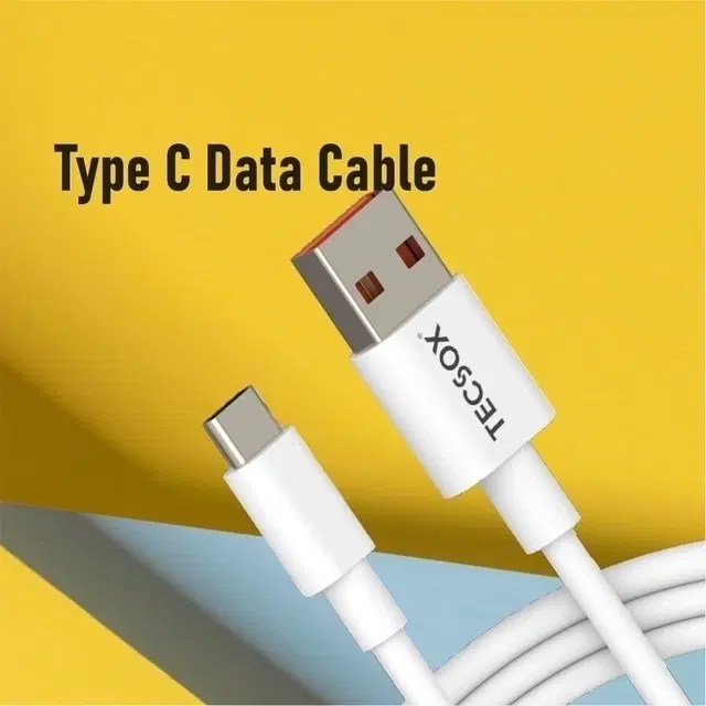 TecSox 6a Type C Charging Cable 1 Mtr Length, white