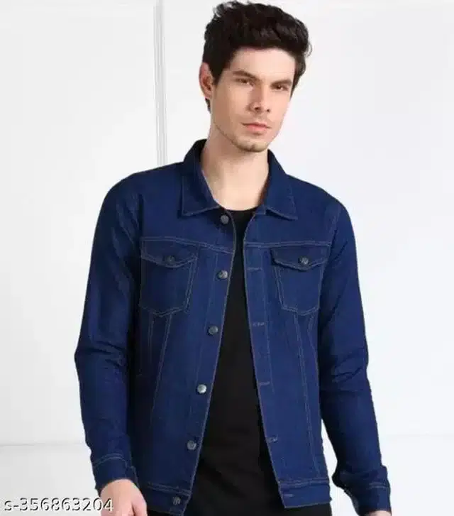 Denim Jacket for Men (Navy Blue, L)