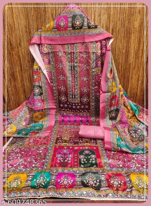 Printed Floral Patiala Suits for Women (, 5.85 meter (S)) (Pink, 5.85 meter (S)