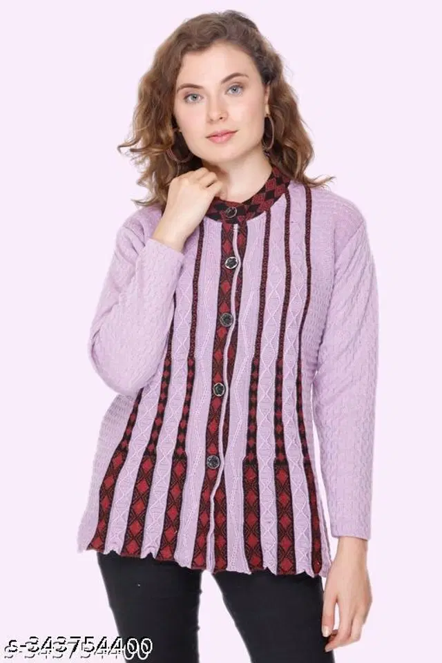 Woolen Sweaters for Women (Purple, M)