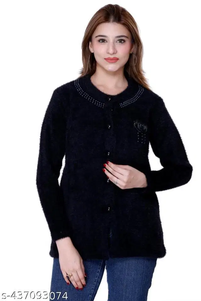 Woolen Sweaters for Women (Black, S)