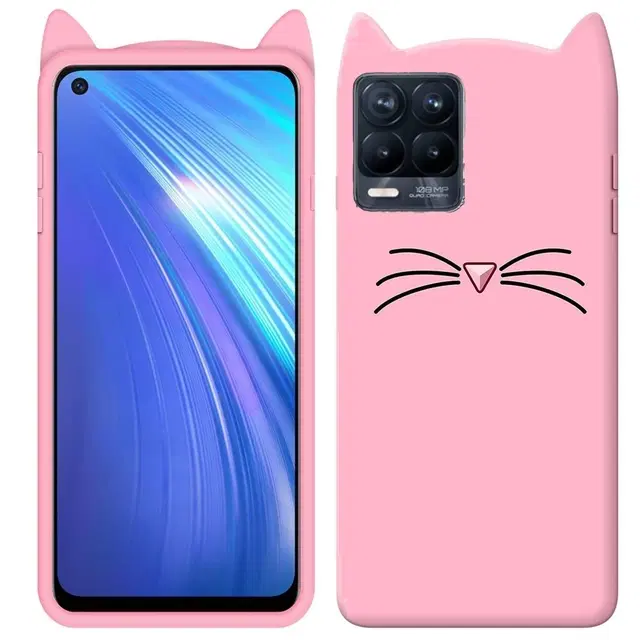 Rubber Mobile Back Cover for Realme 8 4G (Pink)