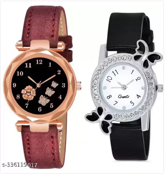 Analog Watch for Women & Girls, Pack of 2 (Multicolor)