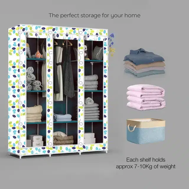 Carbon Steel 3 Door 10 Shelf Printed, Multicolor