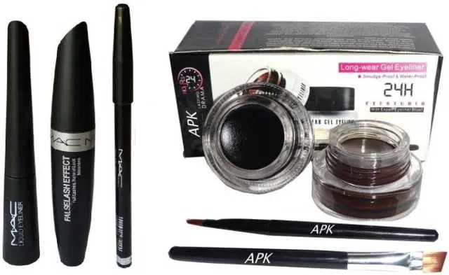 Lenon Gel Eyeliner Black and Brown Eyeliner Mascara Eyebrow Pencil, Pack of 4, S-83