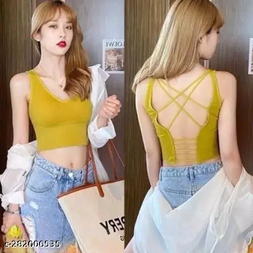 Nylon Elastane Bra for Women, Yellow (30B)