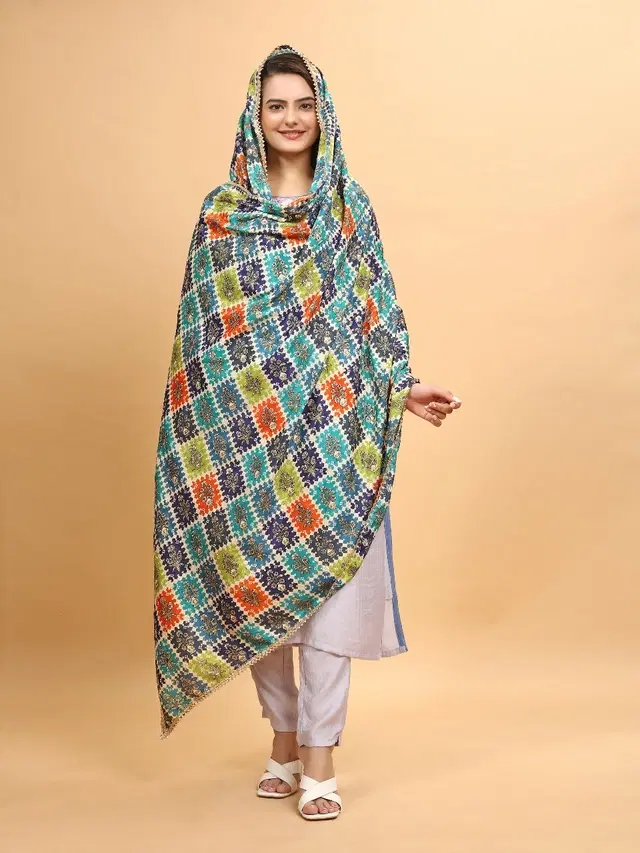 Chinon Printed Dupatta for Women (Multicolor, 2.2 m)