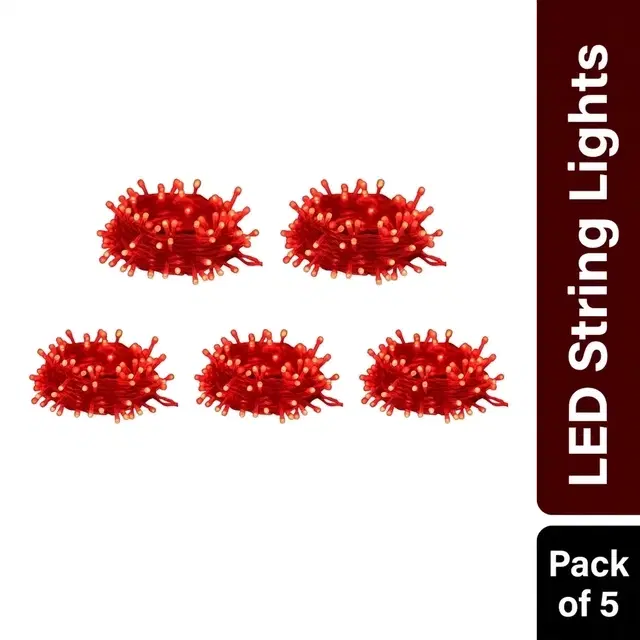 Mprow High Glow 10 Meter 34 Led's String Light, Red [Pack of 5]