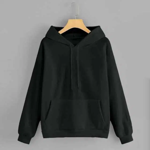 Stylish Wool Men Solid Sweatshirt (Black, S) (ITF-38)