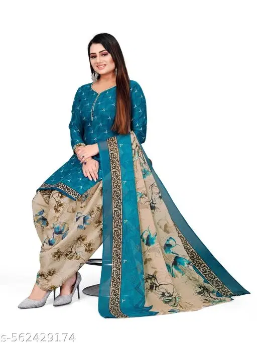 Printed Salwar Suit & Dupatta Sets for Women (Multicolor, XL)