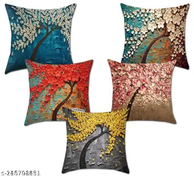 Cushion Cover for Home, Multicolor, 16x16 inches, Pack of 5