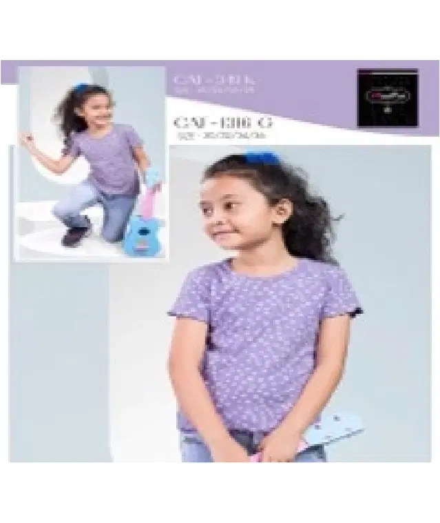 Cotton Printed Tops/Tunics for Girls, Purple (22)