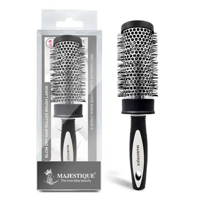 Majestique Blow Extra-Large Dry Roller Brush for Drying & Straightening Hairs, Pack of 1, Black, BB-25
