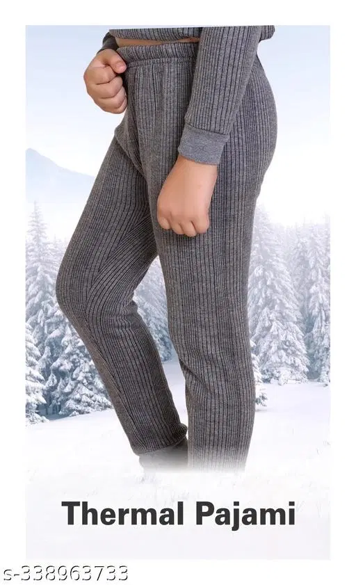 Cotton Blend Thermal Bottomwear for Boys (Grey, 12-18 Months)