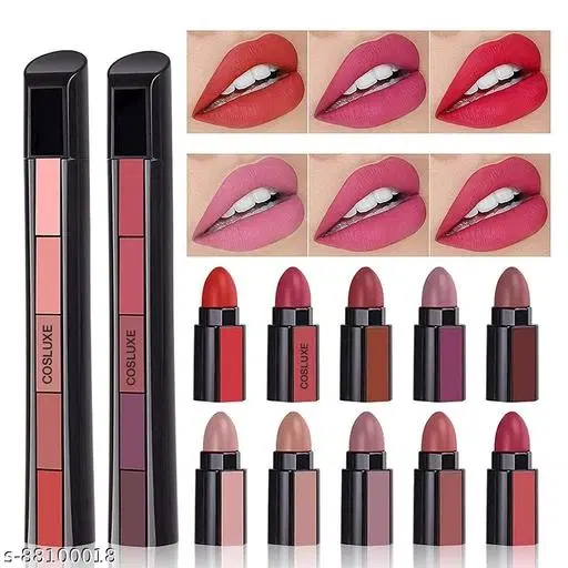 5 in 1 Lipstick for Women, Multicolor, Pack of 2