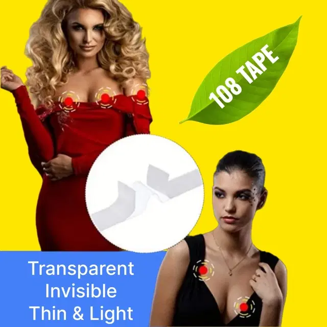 Acrylic Film Clothing 108 Double Sided Tape Strips, Transparent, Set of 1