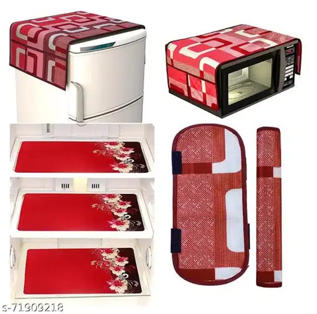 Fridge Cover Set with Oven Cover, Multicolor, Set of 7