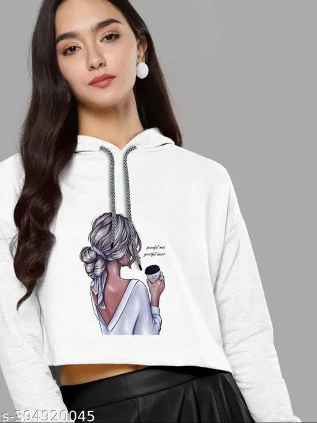 Cotton Blend Hoodie for Women (White, XS)