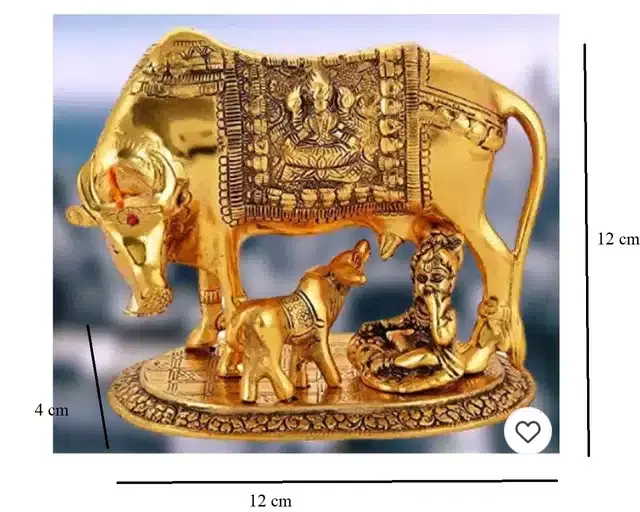 BHARDWAJ RETAILS Art and Crafts - Cow and Calf Aluminium Idol, Assorted, Pack of 1, BR109