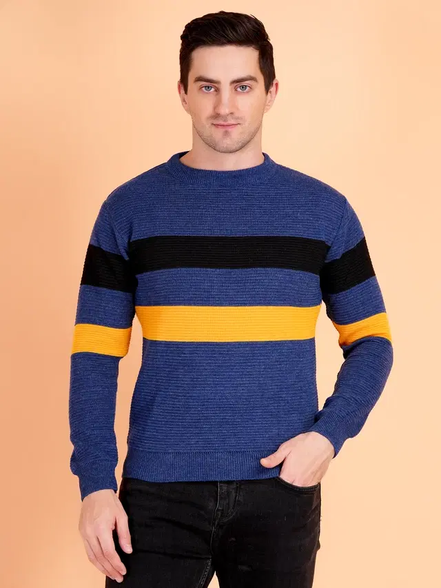 Full Sleeves Sweater For Men, Blue (M)