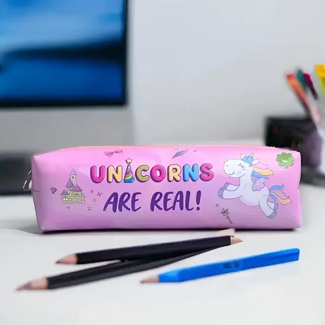 Cute Stylish Unicorn  School Stationery Zipper Pouch for Kids, Pack of 1