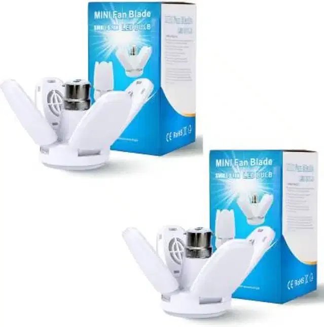 Mini Fan Shaped Foldable Bulb, Pack of 2, White, 25 W