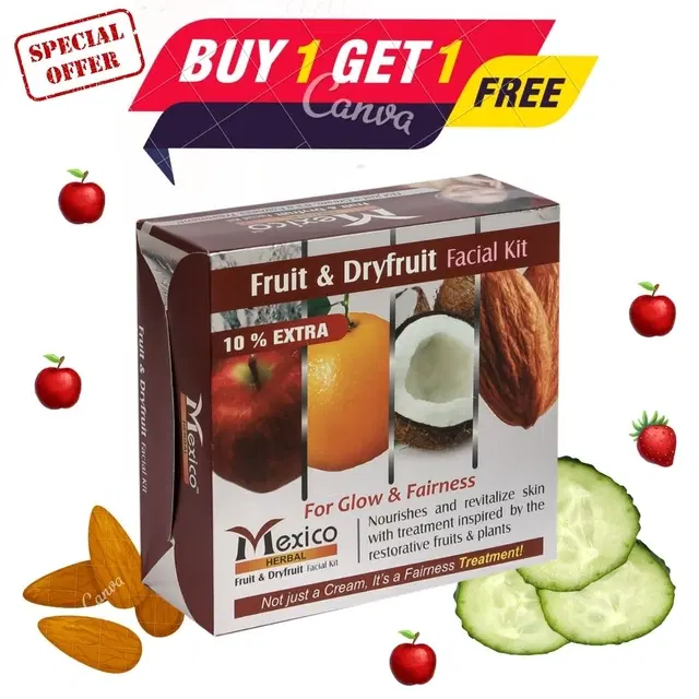 Maxico Herbal Fruit & Dry Fruit Facial Kit, Pack of 2